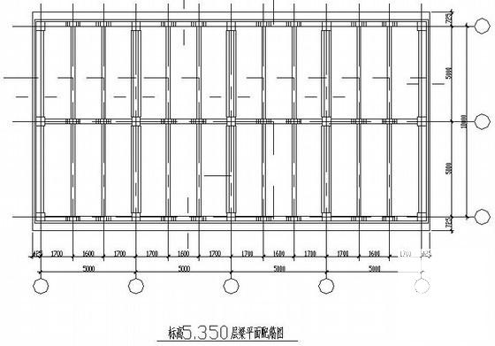 钢筋混凝土框架冷却塔结构CAD施工图纸(平面布置图) - 1