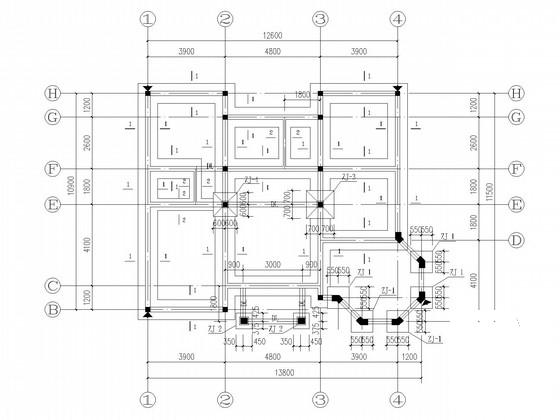 4层砖混别墅结构CAD施工图纸(建施)(平面布置图) - 2