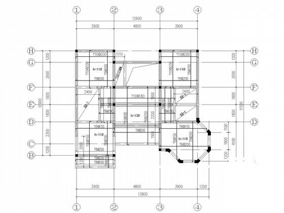 4层砖混别墅结构CAD施工图纸(建施)(平面布置图) - 3