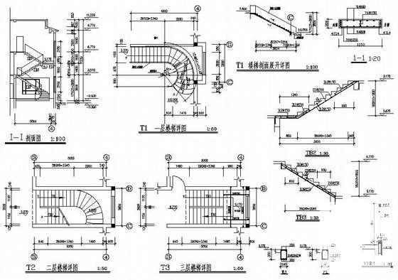 3层砖混新农村住宅楼建筑结构CAD施工图纸(平面布置图) - 3