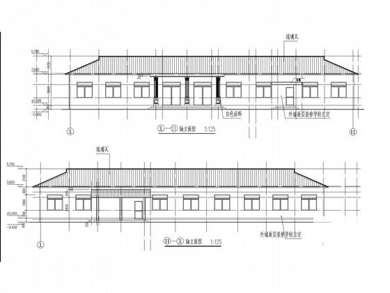 木屋架学校餐厅结构CAD施工图纸(建施)(基础平面图) - 1