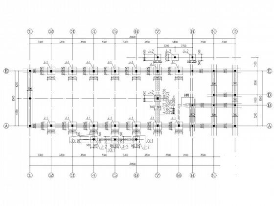 木屋架学校餐厅结构CAD施工图纸(建施)(基础平面图) - 2