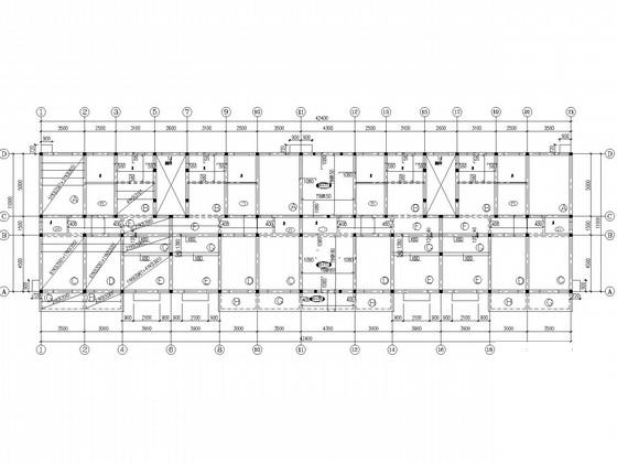 底部1层上部6层底框砌体住宅楼结构CAD施工图纸(平面布置图) - 2