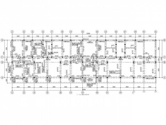 底部1层上部6层底框砌体住宅楼结构CAD施工图纸(平面布置图) - 3