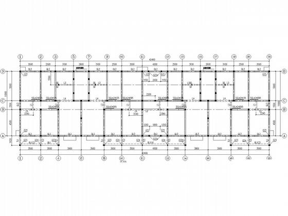 底部1层上部6层底框砌体住宅楼结构CAD施工图纸(平面布置图) - 4