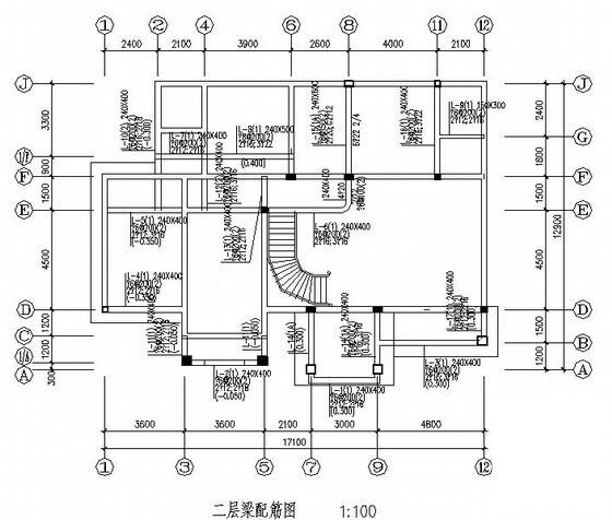 3层砌体结构别墅建筑结构CAD施工图纸（坡屋面） - 2