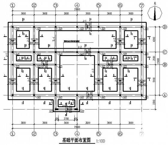 2层砌体结构别墅结构CAD施工图纸（墙下条形基础）(平面布置图) - 3