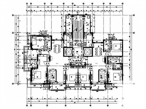 高层板式住宅楼户型建筑CAD图纸（端头户型） - 1