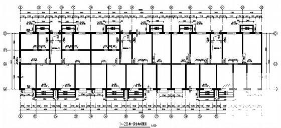 7度抗震6层砌体结构住宅楼结构CAD施工图纸(平面布置图) - 1