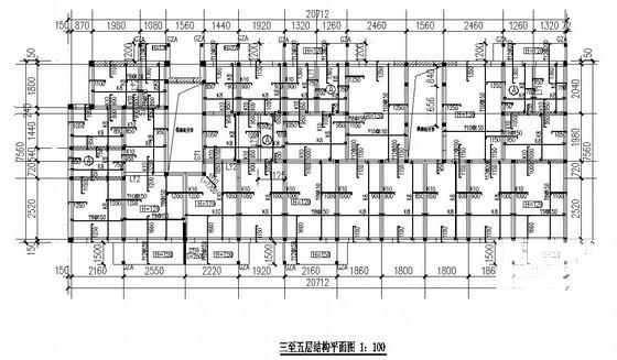 砖混结构住宅楼结构CAD施工图纸（5层筏板基础） - 1