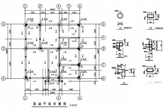 桩基础3层砖混结构别墅结构CAD施工图纸(建筑) - 1