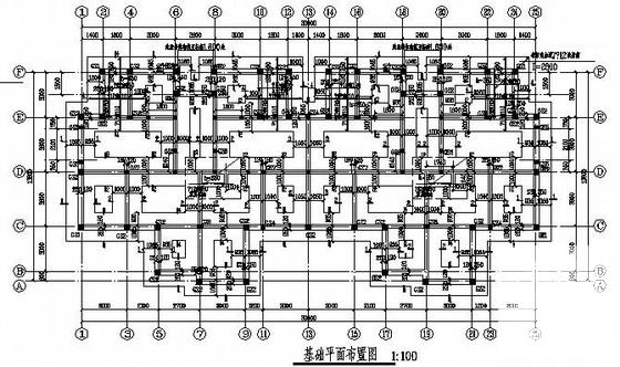 6层砌体结构小区住宅楼结构CAD施工图纸（条形基础）(平面布置图) - 1