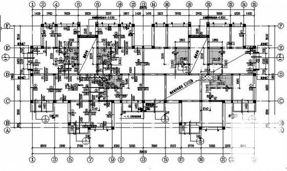 6层砌体结构小区住宅楼结构CAD施工图纸（条形基础）(平面布置图) - 2