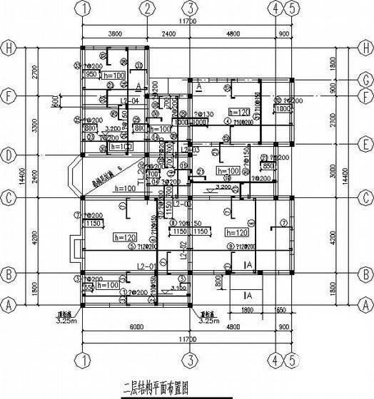 2层条形基础砖混别墅结构CAD施工图纸(坡屋顶)(平面布置图) - 1