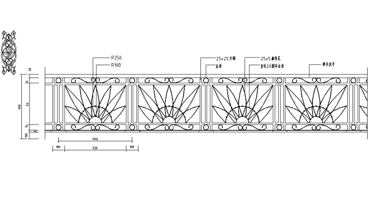 铁艺栏杆节点详图 (1)