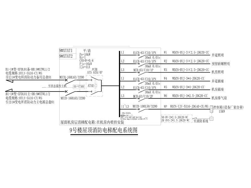 9号楼屋顶消防电梯配电系统图