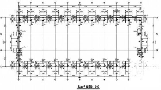 6度抗震单层钢结构厂房建筑结构CAD施工图纸(基础平面图) - 3