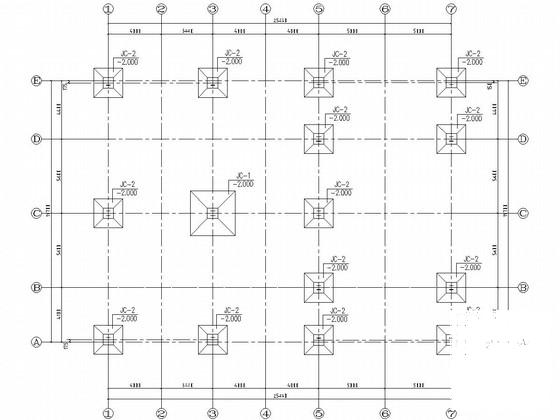 单层门式刚架结构办公楼结构CAD施工图纸（门式刚架）(基础平面布置) - 1