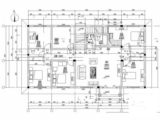 两层砖混结构农村自住房结构CAD施工图纸(平面布置图) - 5