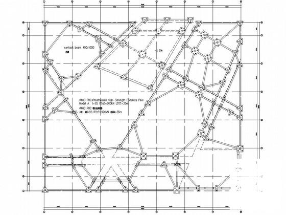 3层门式刚架结构世博会展馆结构CAD施工图纸(基础平面图) - 1