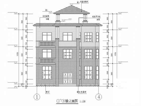 3层砖混结构别墅结构CAD施工图纸（建筑图纸） - 2