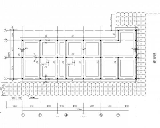 8度区单层砖混结构厂房结构CAD施工图纸(建施)(基础平面图) - 2