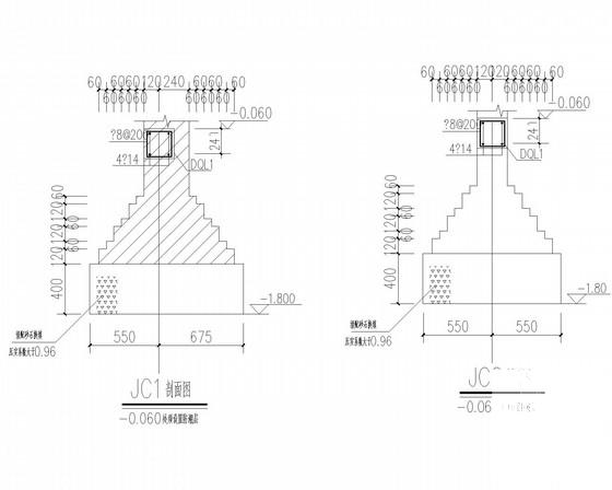 8度区单层砖混结构厂房结构CAD施工图纸(建施)(基础平面图) - 3