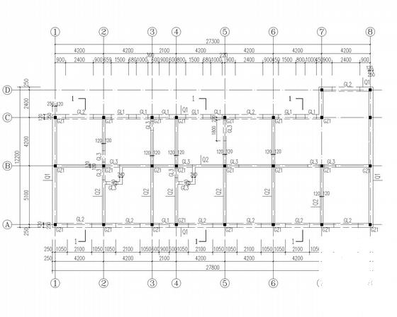 8度区单层砖混结构厂房结构CAD施工图纸(建施)(基础平面图) - 4