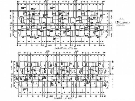 6层砖混结构住宅楼结构CAD施工图纸（砖基础）(平面布置图) - 3