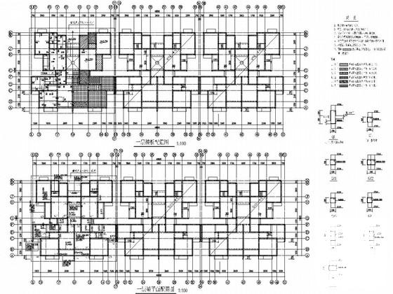 6层砖混结构住宅楼结构CAD施工图纸（砖基础）(平面布置图) - 4