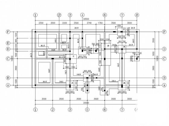 3层砖混结构别墅结构CAD施工图纸（条形基础） - 1