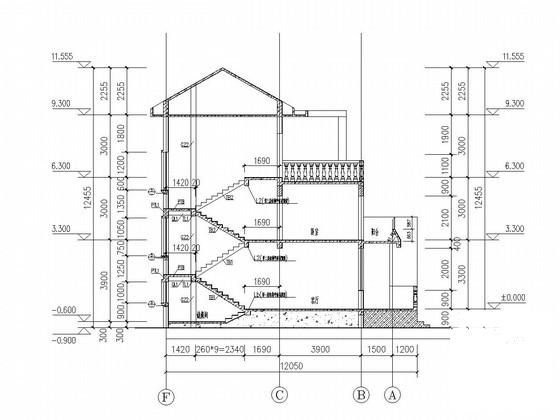 3层砖混结构别墅结构CAD施工图纸（条形基础） - 4