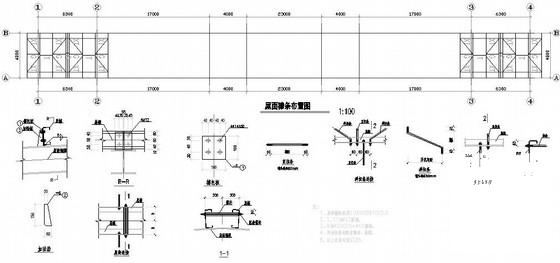 砌体结构厂区大门及门卫房结构CAD施工图纸（独立基础）(屋面檩条布置) - 4