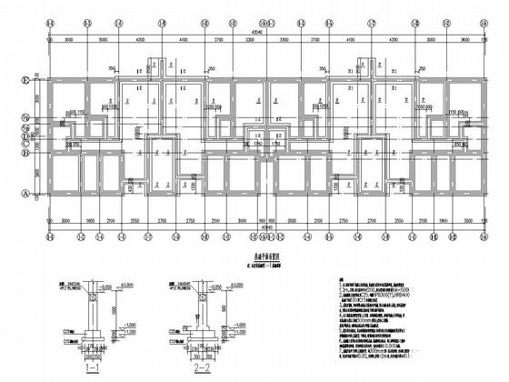 地上6层砖混结构住宅楼结构CAD施工图纸（条形基础6度抗震）(平面布置图) - 1