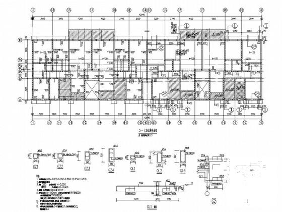 地上6层砖混结构住宅楼结构CAD施工图纸（条形基础6度抗震）(平面布置图) - 3