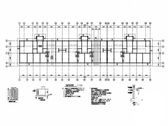 地上6层砌体结构住宅楼结构CAD施工图纸（筏形基础）(平面布置图) - 1