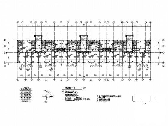 地上6层砌体结构住宅楼结构CAD施工图纸（筏形基础）(平面布置图) - 3