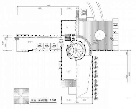 国际花园2层会所建筑CAD图纸（地下2层现代风格） - 1