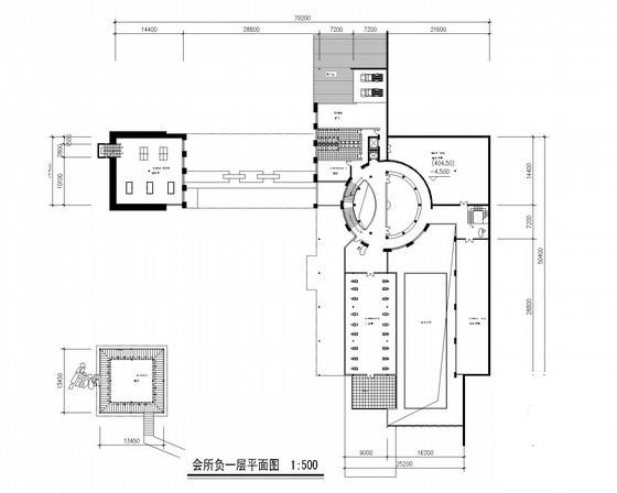 国际花园2层会所建筑CAD图纸（地下2层现代风格） - 2