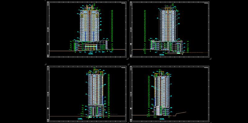 高层综合商住大厦建筑设计CAD施工图纸（石材幕墙，钢筋混凝土结构，框架核心筒）(资料) - 1