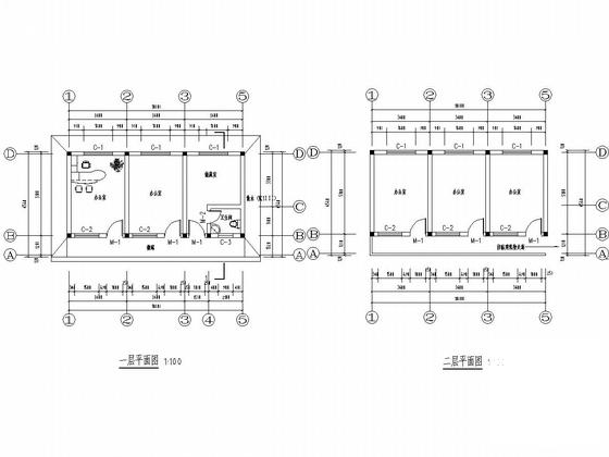 两层砖混结构办公楼结构CAD施工图纸（7度抗震含建筑图纸） - 4