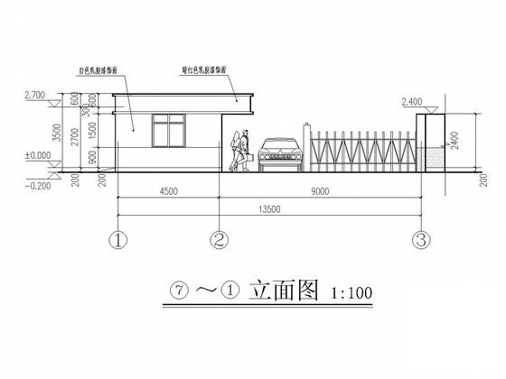 砌体结构安置房小区大门结构CAD施工图纸（建筑图纸）(基础设计等级) - 1