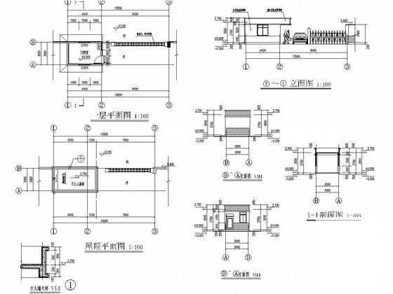 砌体结构安置房小区大门结构CAD施工图纸（建筑图纸）(基础设计等级) - 3