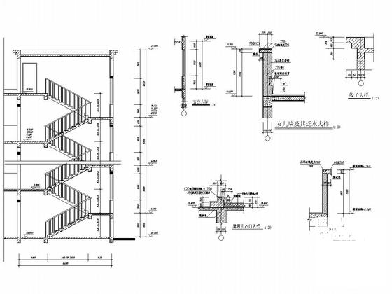 6层砖混结构中学宿舍楼结构CAD施工图纸（建筑图纸）(人工挖孔桩基础) - 5