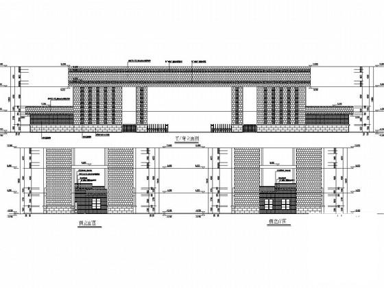 砖混结构职教中心主次大门结构CAD施工图纸（建筑图纸） - 1