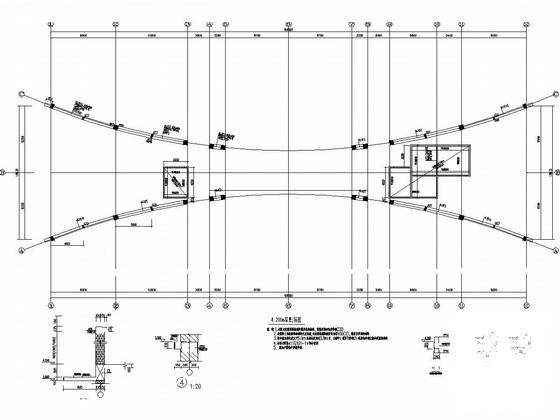 砖混结构职教中心主次大门结构CAD施工图纸（建筑图纸） - 3