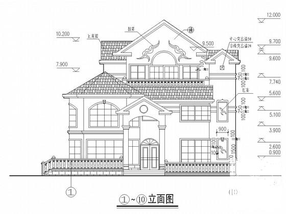 3层条形基础框架结构别墅结构CAD施工图纸（建筑图纸） - 2