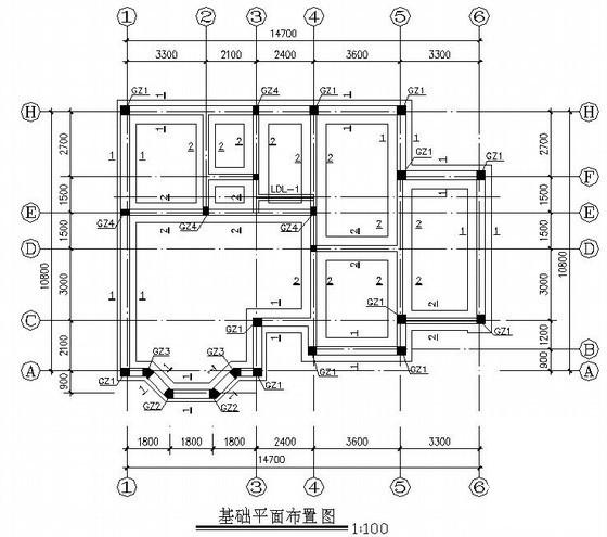 3层砌体结构别墅建筑结构CAD施工图纸（条形基础坡屋面） - 2