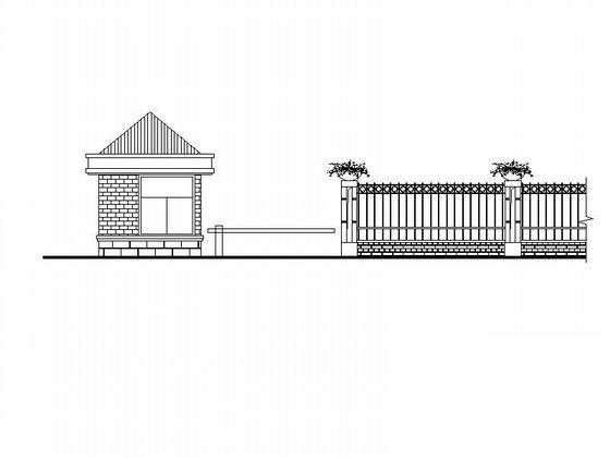 村落围墙及大门建筑CAD施工图纸 - 1