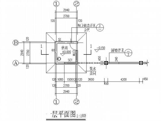 村落围墙及大门建筑CAD施工图纸 - 4